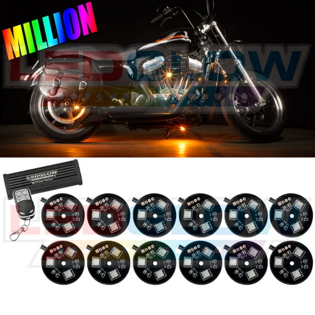 LEDGlow 12pc ADVANCED MILLION COLOR LED SMD MOTORCYCLE ACCENT NEON LIGHTS KIT